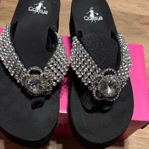 Corkys Women's Black Diamond Flip Flops